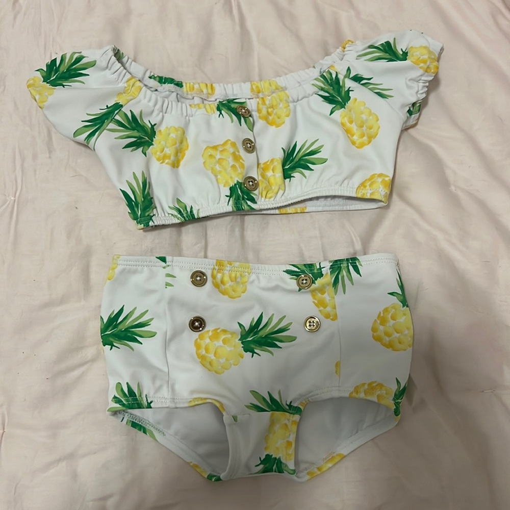 NWOT Janie and Jack Pineapple Bikini Sz 18-24mo